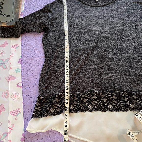 Black soft sweater top with lace. - Picture 9 of 12